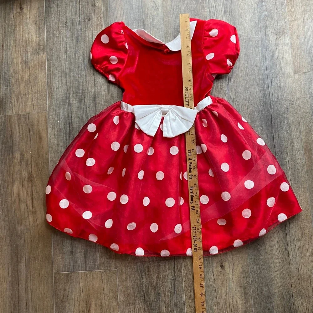 Disney Store Minnie Mouse Red Polka Dot Velvet Tulle Dress Girls Size 6/6X - Picture 9 of 9